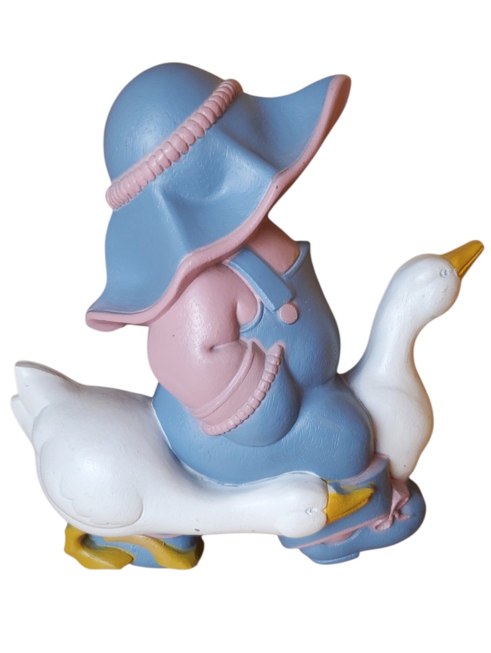 VTG 1988 Burwood Boy with Geese Wall Plaque Hanging 3D Blue Pink Country Decor